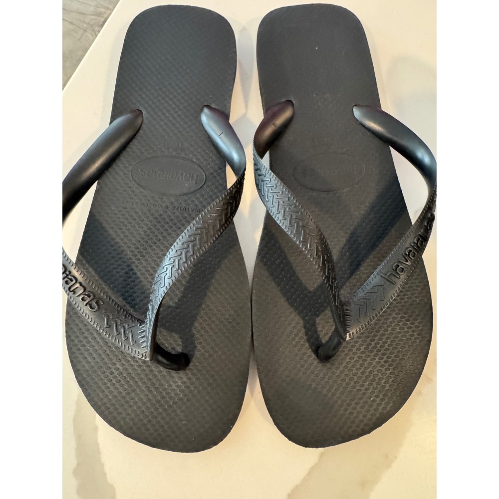 Havaianas Brazil Black Flip Flops Mens 11/12 Womens 9/10 Rubber Sandals